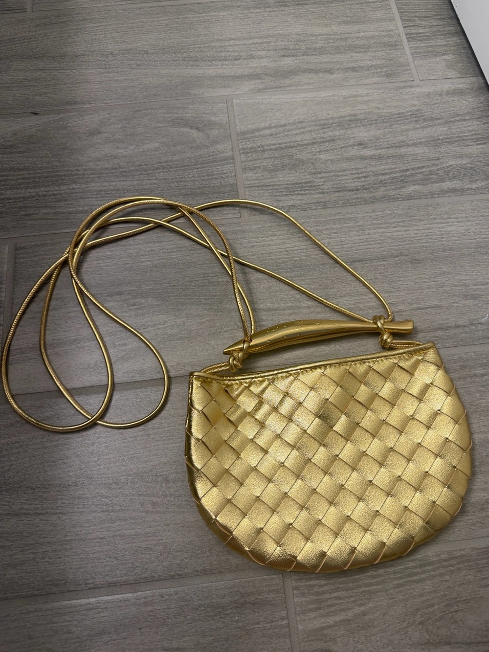 Woven Metallic Gold Crossbody Bag